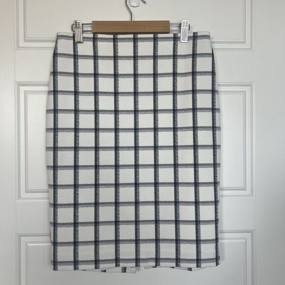 Express Windowpane Plaid Black And White Pencil Skirt Size 4 Office Career Work - Picture 1 of 3